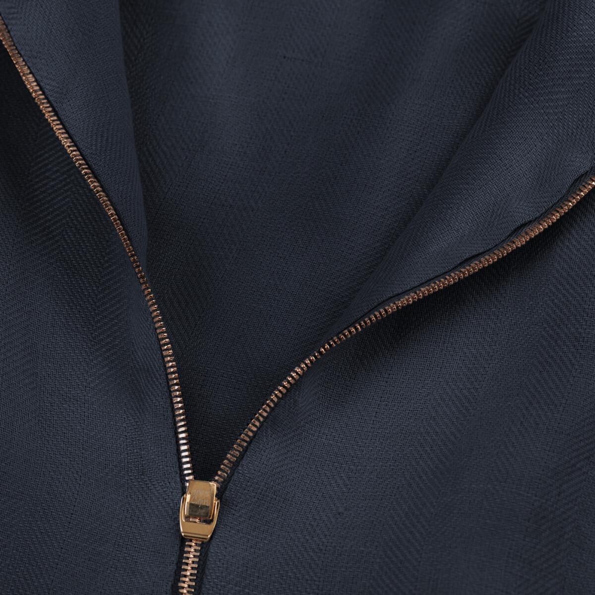 Tuta Zip for woman  100% Capri blue linen jumpsuit detail