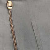 Short linen pants zip  for woman 100% Capri light grey linen pant detail Short linen pants zip  for woman 100% Capri light grey linen pant detail