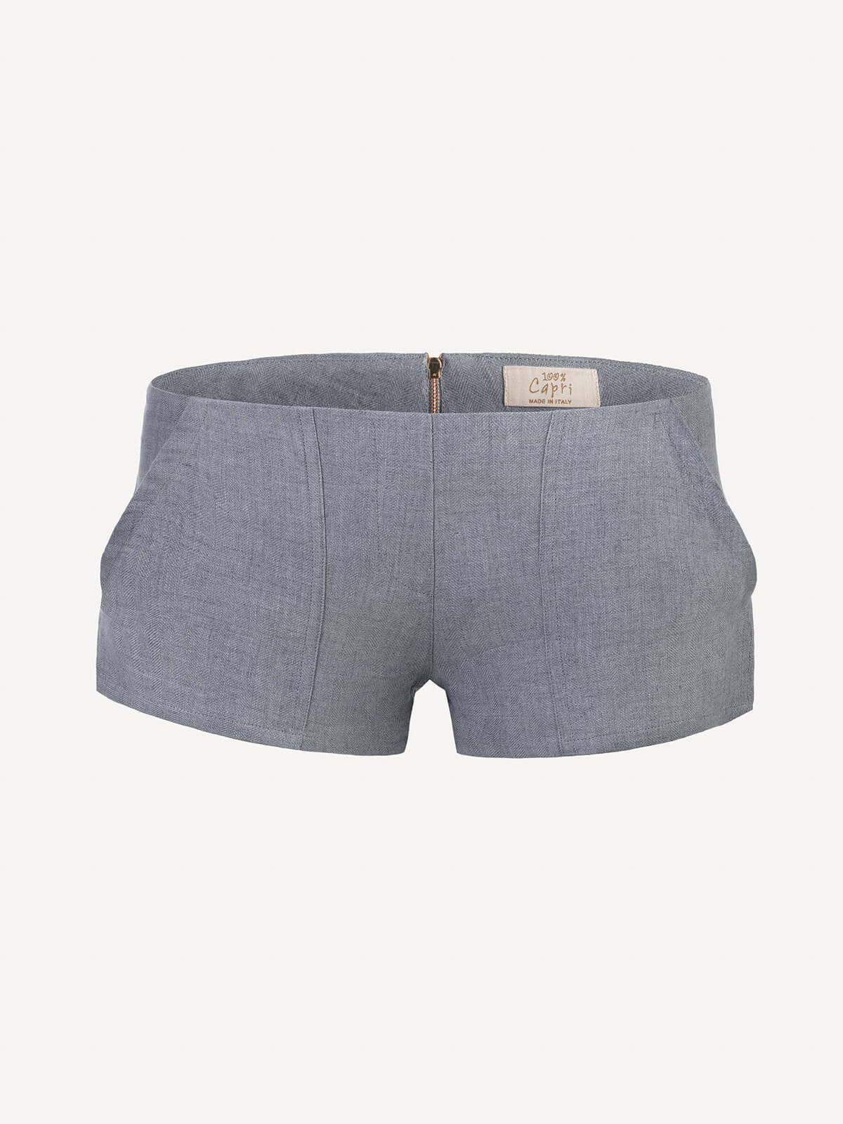 Short linen pants zip  for woman 100% Capri dark grey linen pant front Short linen pants zip  for woman 100% Capri dark grey linen pant front