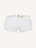 Short linen pants zip  for woman 100% Capri white linen pant  front Short linen pants zip  for woman 100% Capri white linen pant  front