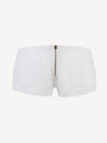 Short linen pants zip  for woman 100% Capri white linen pant back Short linen pants zip  for woman 100% Capri white linen pant back