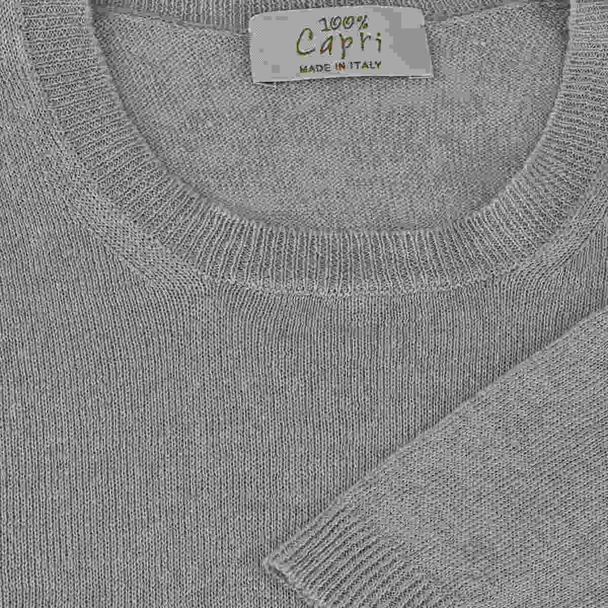 T-Shirt M/C 100% Capri light grey linen t-shirt detail