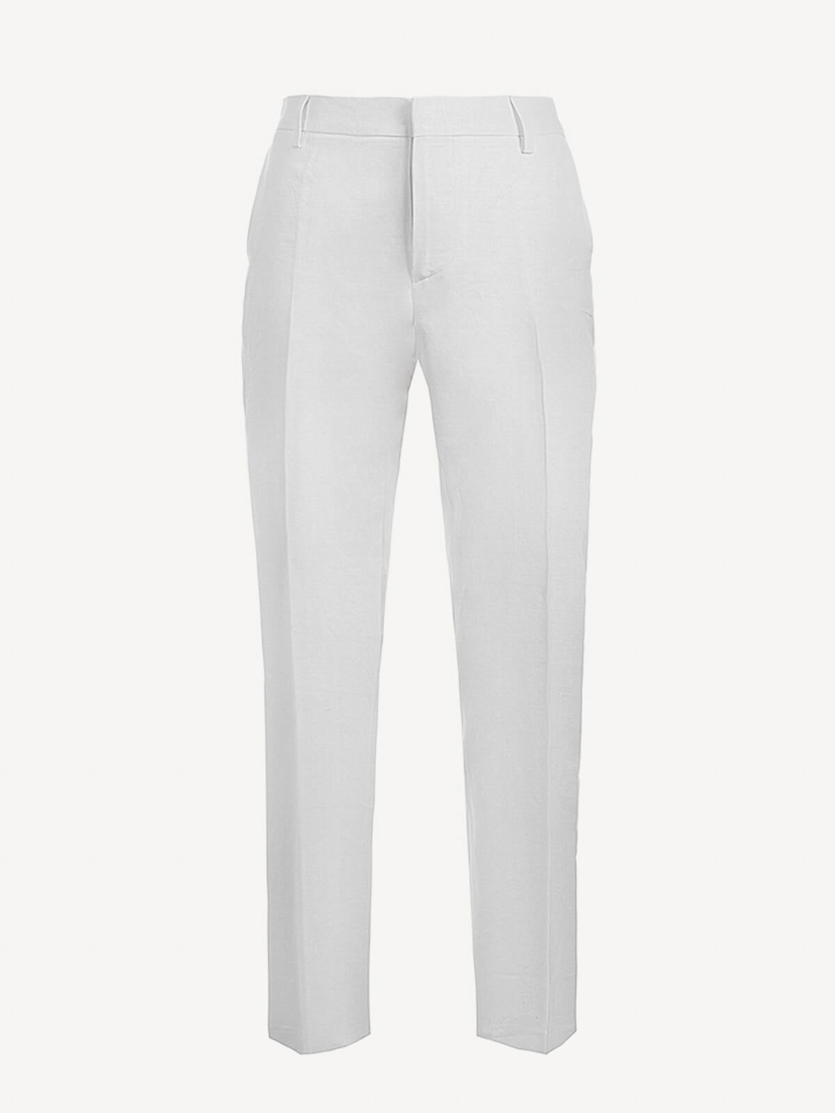 Martin Herringbone Linen Trousers with Elastic Waist | 100% Capri Light Grey / XXL Martin Herringbone Linen Trousers with Elastic Waist | 100% Capri Light Grey / XXL