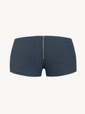Short linen pants zip  for woman 100% Capri blue linen pant back Short linen pants zip  for woman 100% Capri blue linen pant back