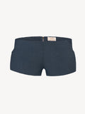 Short linen pants zip  for woman 100% Capri blue linen pant front Short linen pants zip  for woman 100% Capri blue linen pant front