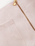 Short linen pants zip  for woman 100% Capri pink linen pant detail Short linen pants zip  for woman 100% Capri pink linen pant detail