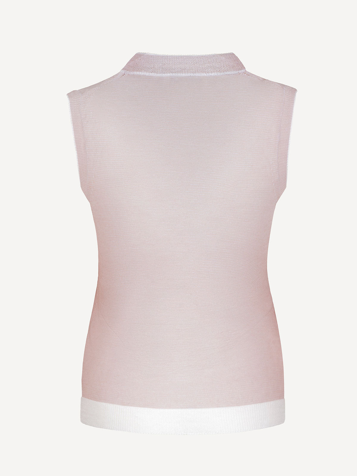 Top St Barth 100 Capri pink and white linen top back