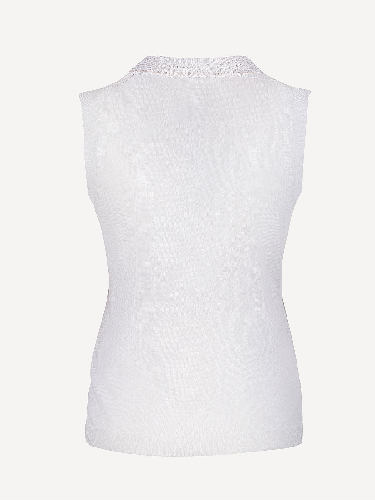 Top St Barth 100 Capri White and pink linen top back