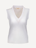 Top St Barth 100 Capri White and pink linen top front Top St Barth 100 Capri White and pink linen top front