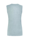 Top V for woman 100% Capri linen aquamarine top back