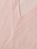 Top V for woman 100% Capri pink linen top detail Top V for woman 100% Capri pink linen top detail