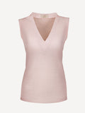 Top V for woman 100% Capri pink linen top front Top V for woman 100% Capri pink linen top front
