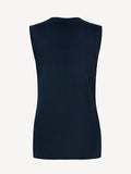 Top V for woman 100% Capri linen blue top back Top V for woman 100% Capri linen blue top back