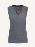 Top V for Woman linen dark grey top front 100% Capri Top V for Woman linen dark grey top front 100% Capri