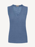 Top V for woman 100% Capri linen jeans top front Top V for woman 100% Capri linen jeans top front