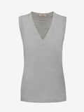 Top V for woman 100% Capri linen grey top front  Top V for woman 100% Capri linen grey top front