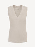 Top V for woman 100% Capri natural color and linen top front Top V for woman 100% Capri natural color and linen top front