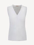 Top V for woman 100% Capri white linen top front Top V for woman 100% Capri white linen top front