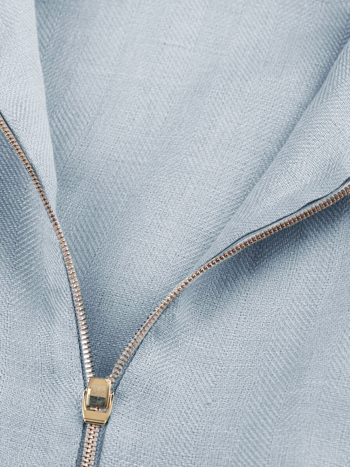 Tuta Zip  for woman 100% Capri aquamarine linen jumpsuit detail