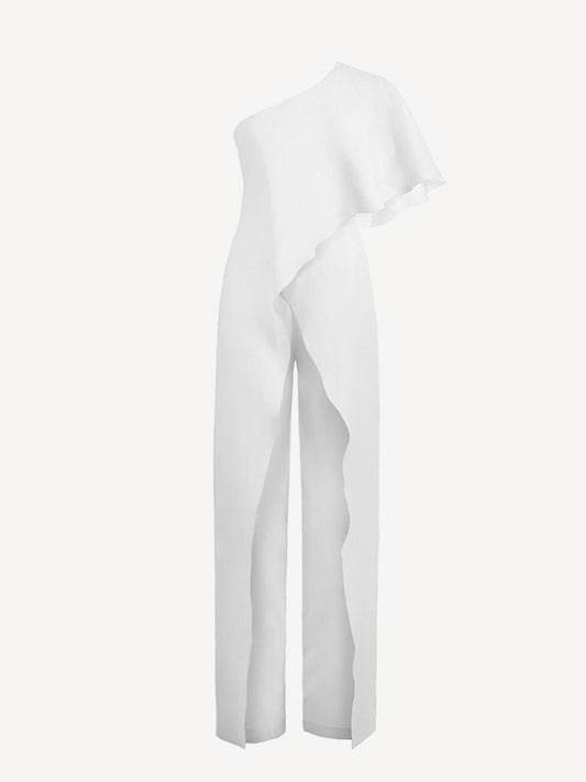 Allegra Linen Jumpsuit 100% Capri white linen jumpsuit front