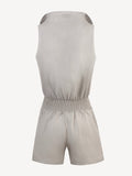 Tuta Zip  for woman 100% Capri dark grey linen jumpsuit back
