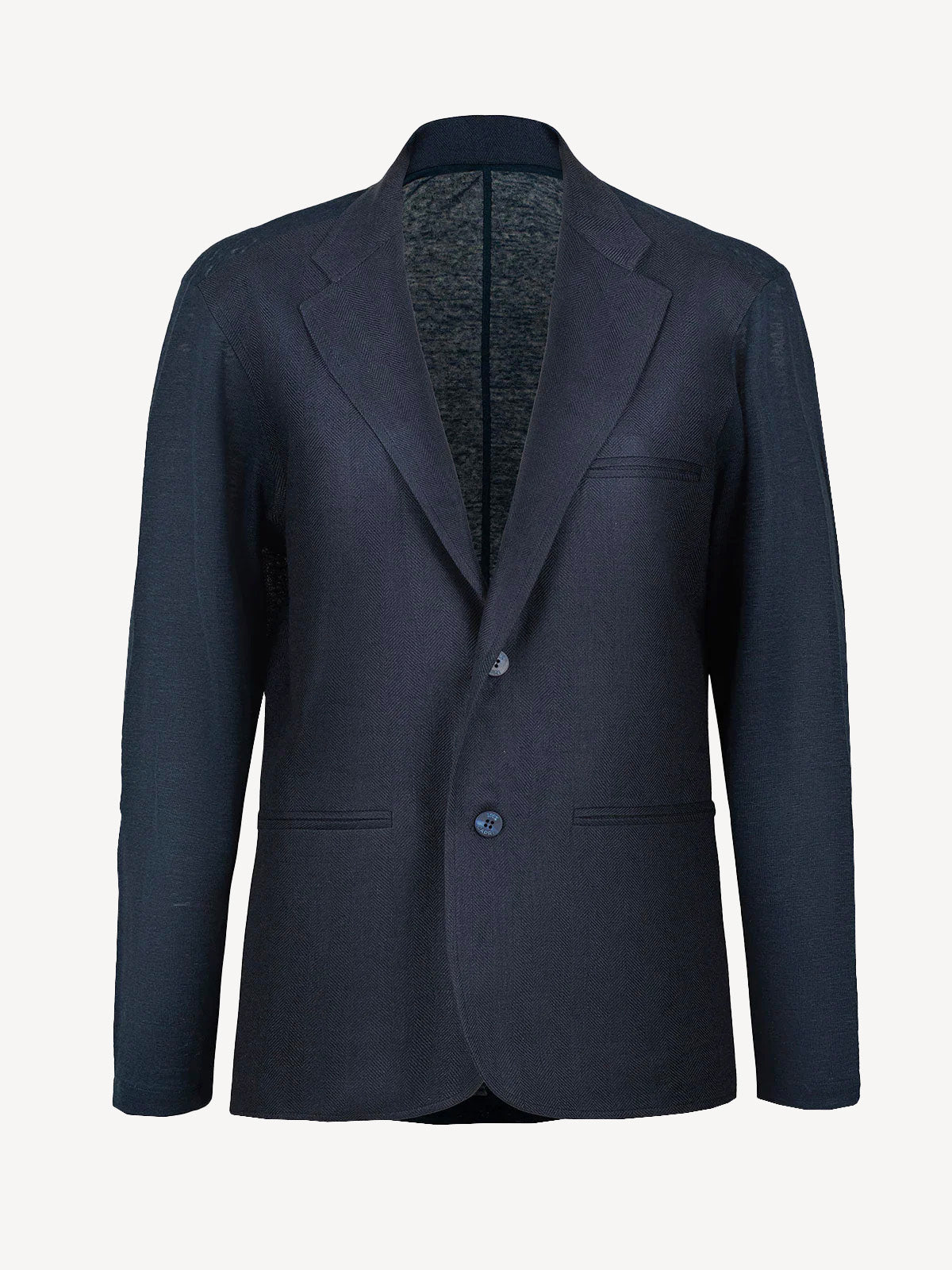 Sud Man blue linen jacket, front view – 100% Capri