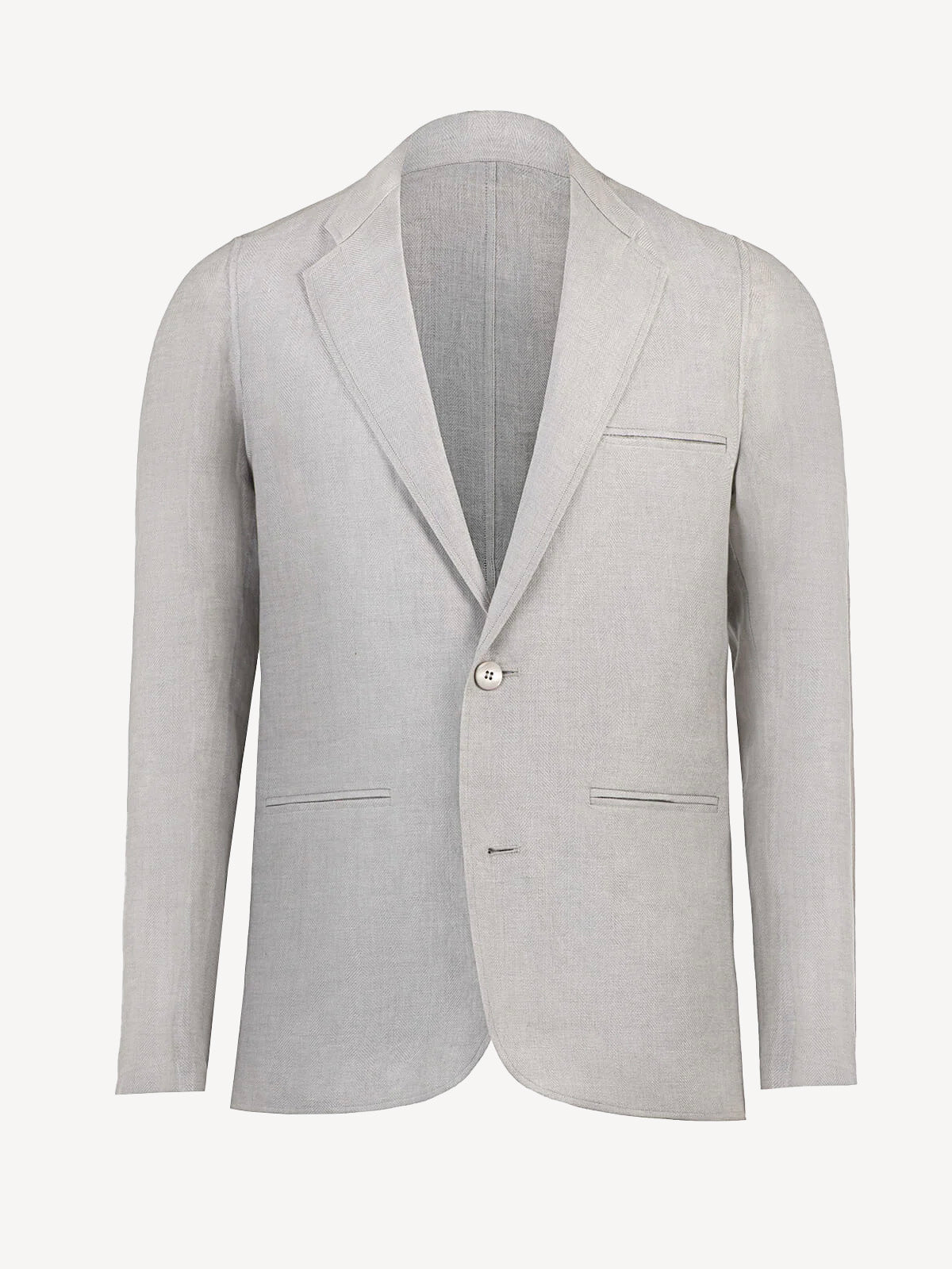 Sud Man light grey linen jacket, front view – 100% Capri