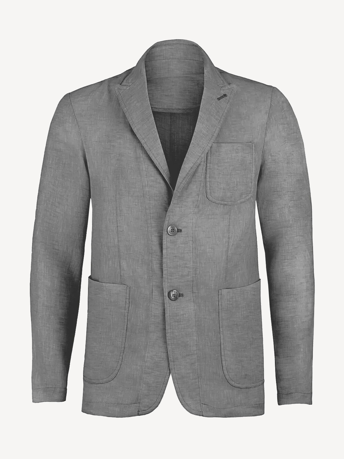 St Tropez dark grey linen jacket, front view – 100% Capri