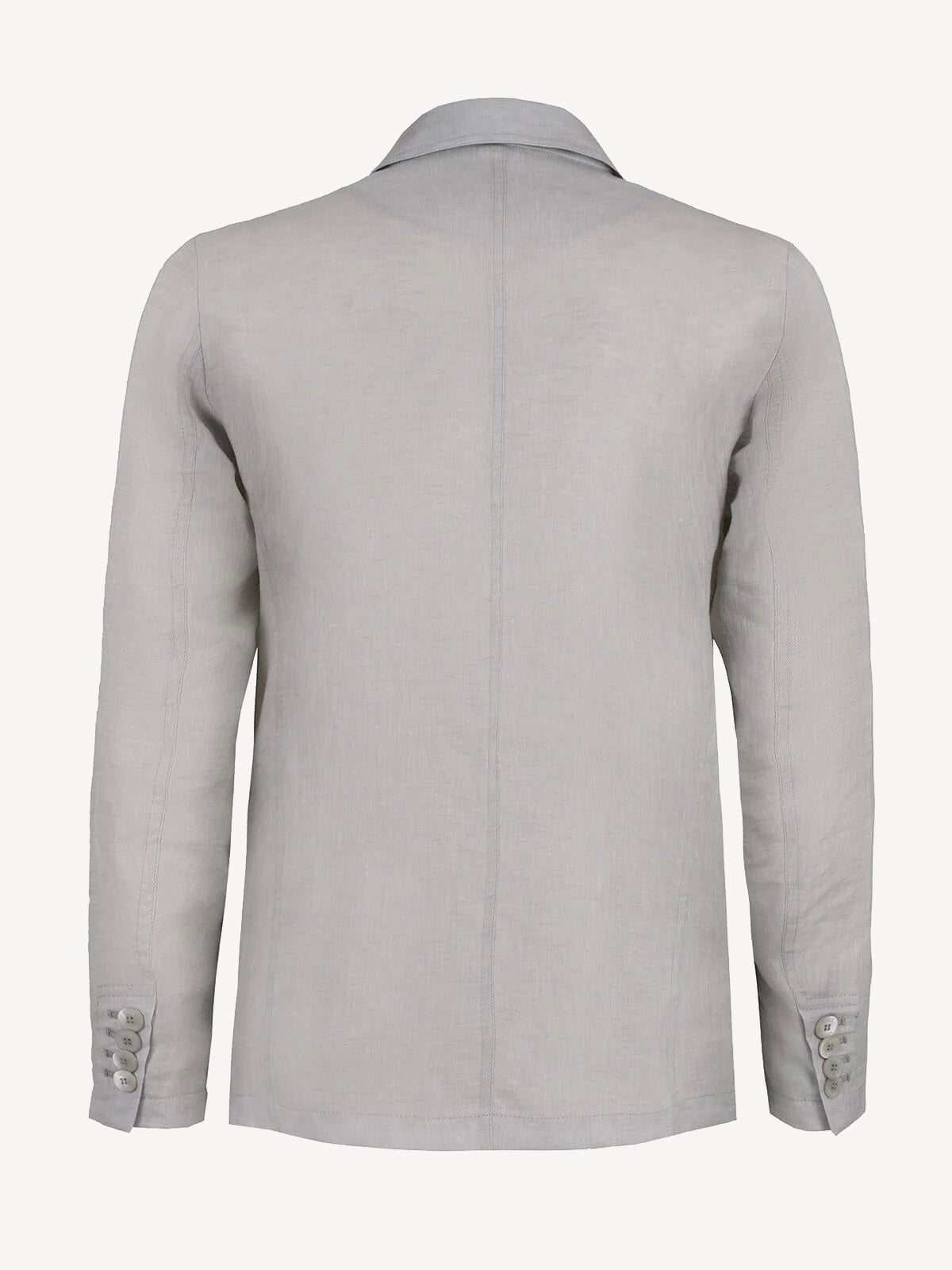 Back view of St Tropez light grey linen jacket – 100% Capri