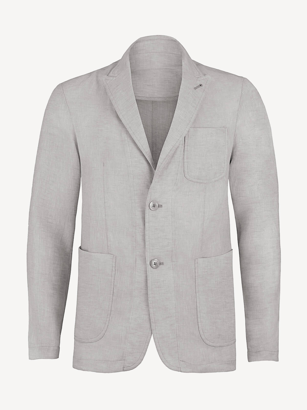 St Tropez light grey linen jacket, front view – 100% Capri