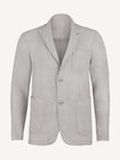 St Tropez light grey linen jacket, front view – 100% Capri