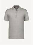 Polo with tailored collar in linen blend, light grey – 100% Capri