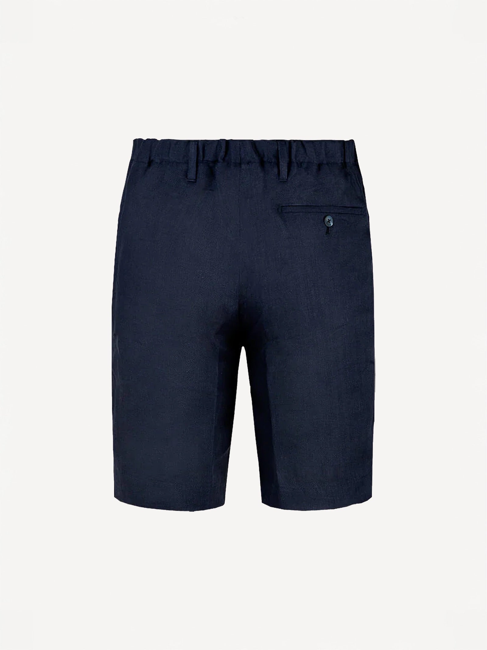 Back view of Capri® blue linen bermuda shorts – 100% Capri