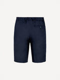 Back view of Capri® blue linen bermuda shorts – 100% Capri
