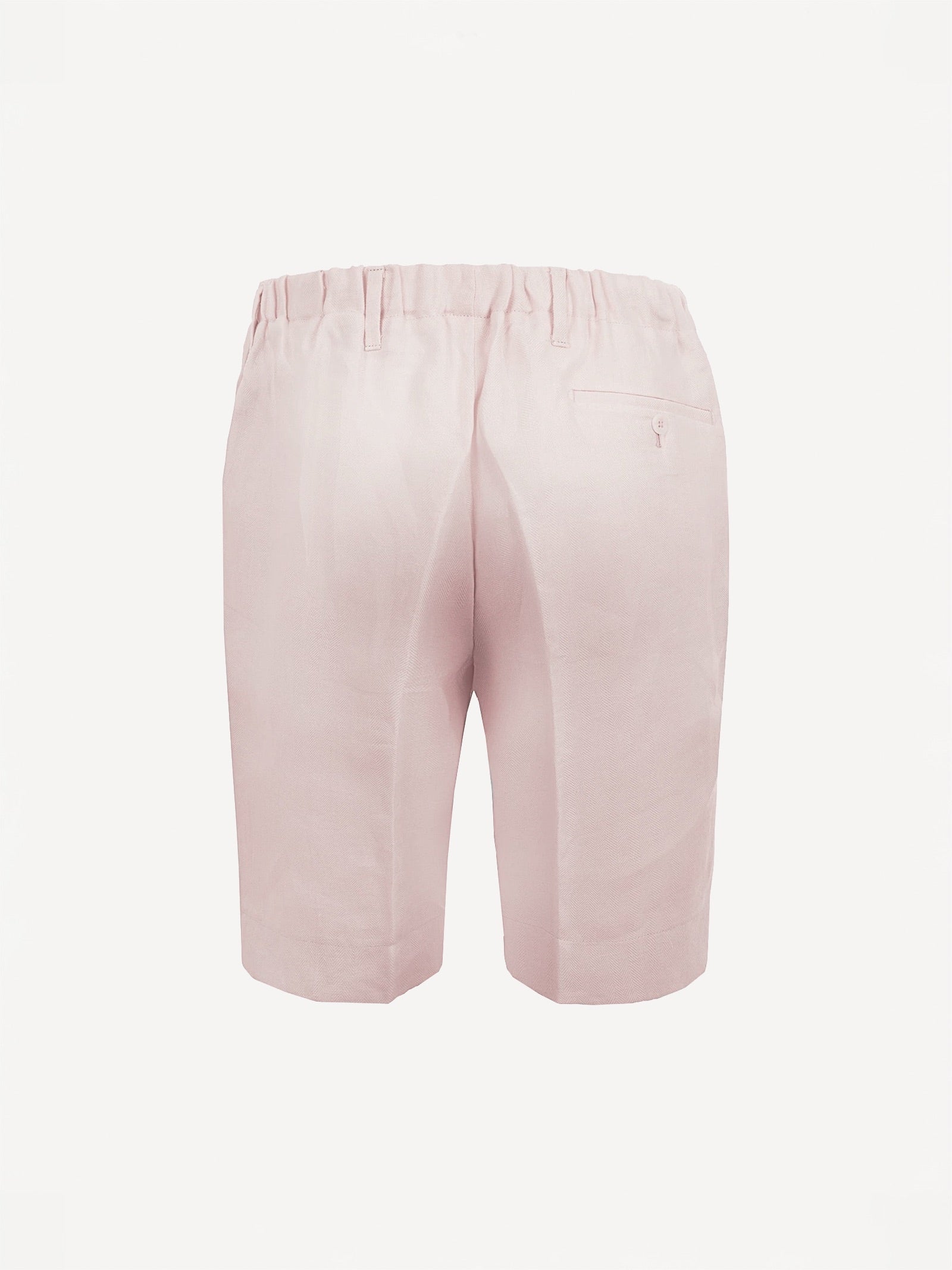 Back view of Capri® pink linen bermuda shorts – 100% Capri