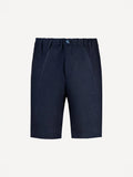 Capri® blue linen bermuda shorts, front view – 100% Capri