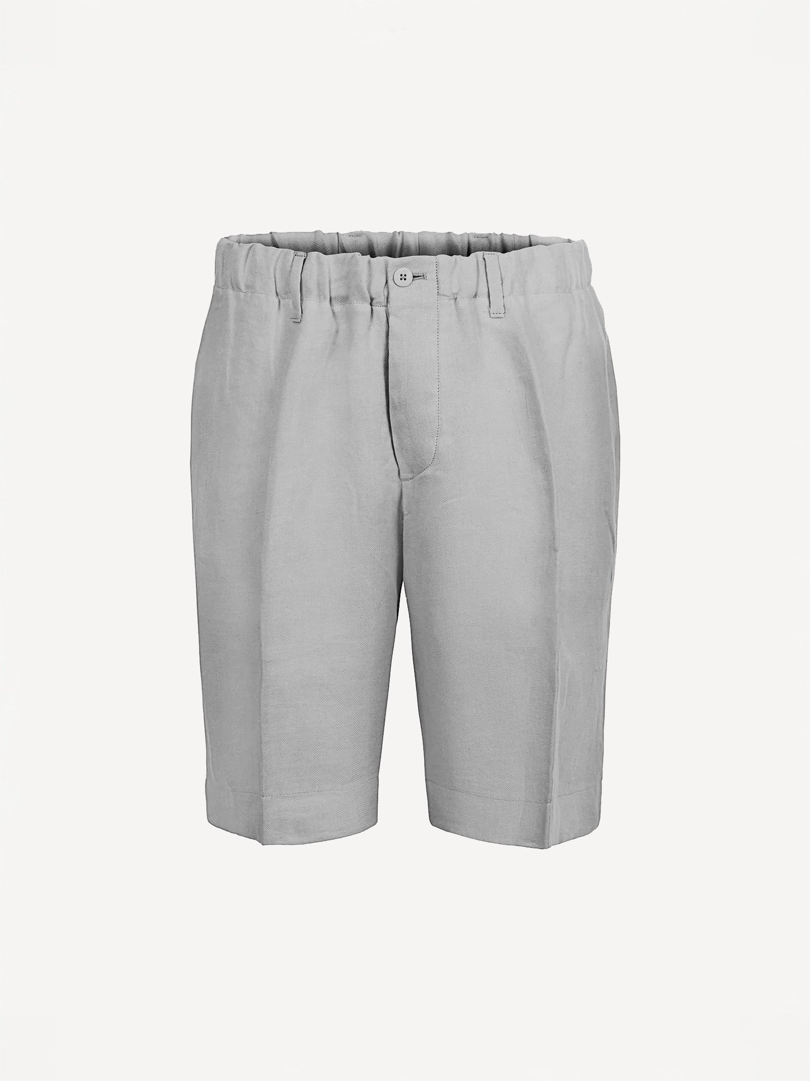 Capri® light grey linen bermuda shorts, front view – 100% Capri