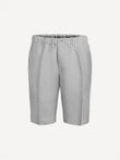 Capri® light grey linen bermuda shorts, front view – 100% Capri