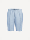 Capri® aquamarine linen bermuda shorts, front view – 100% Capri