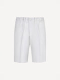 Capri® white linen bermuda shorts, front view – 100% Capri