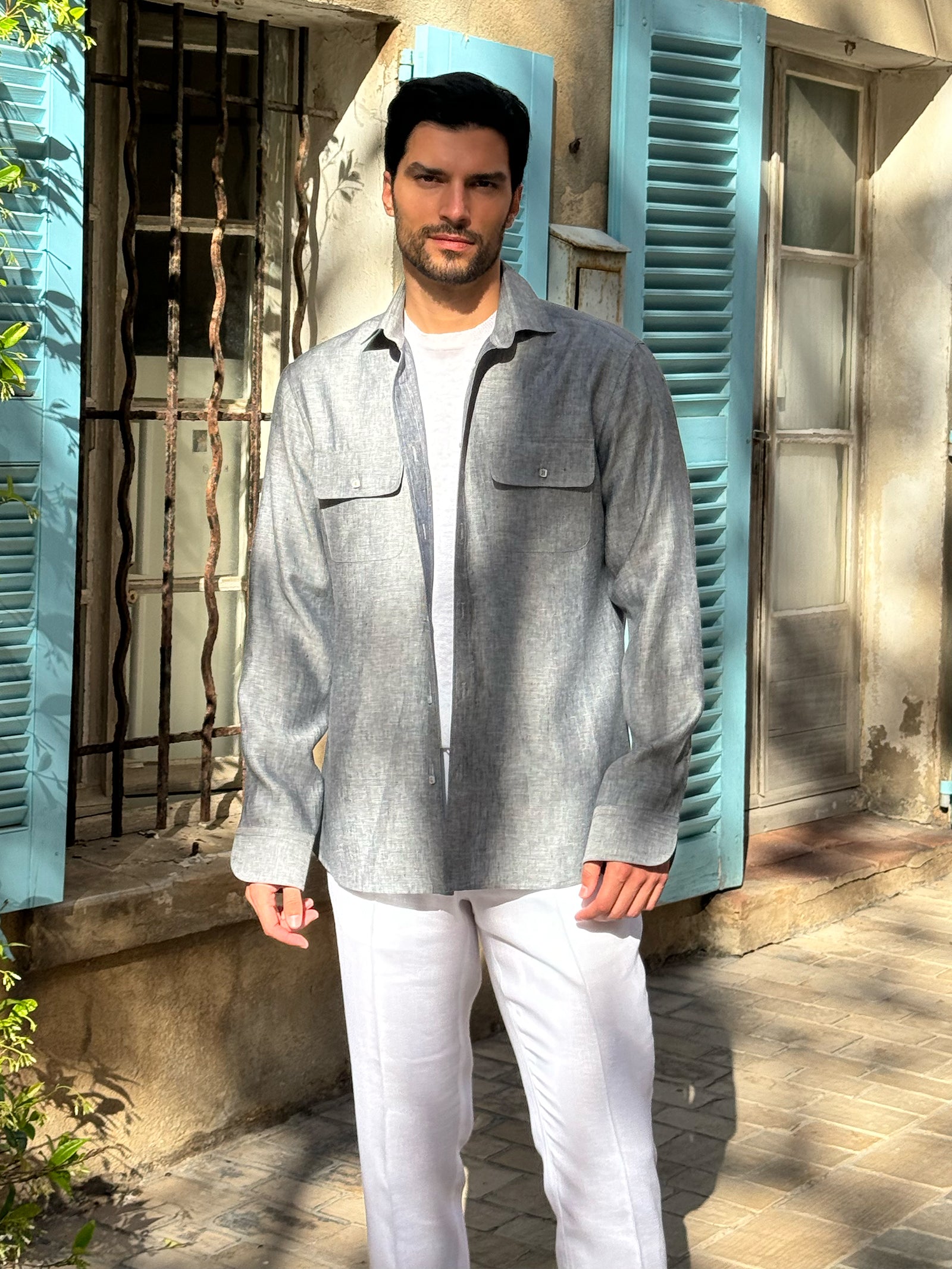 Reversible linen shirt Man