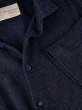 Terry Short Sleeve blue linen terry shirt, detail – 100% Capri