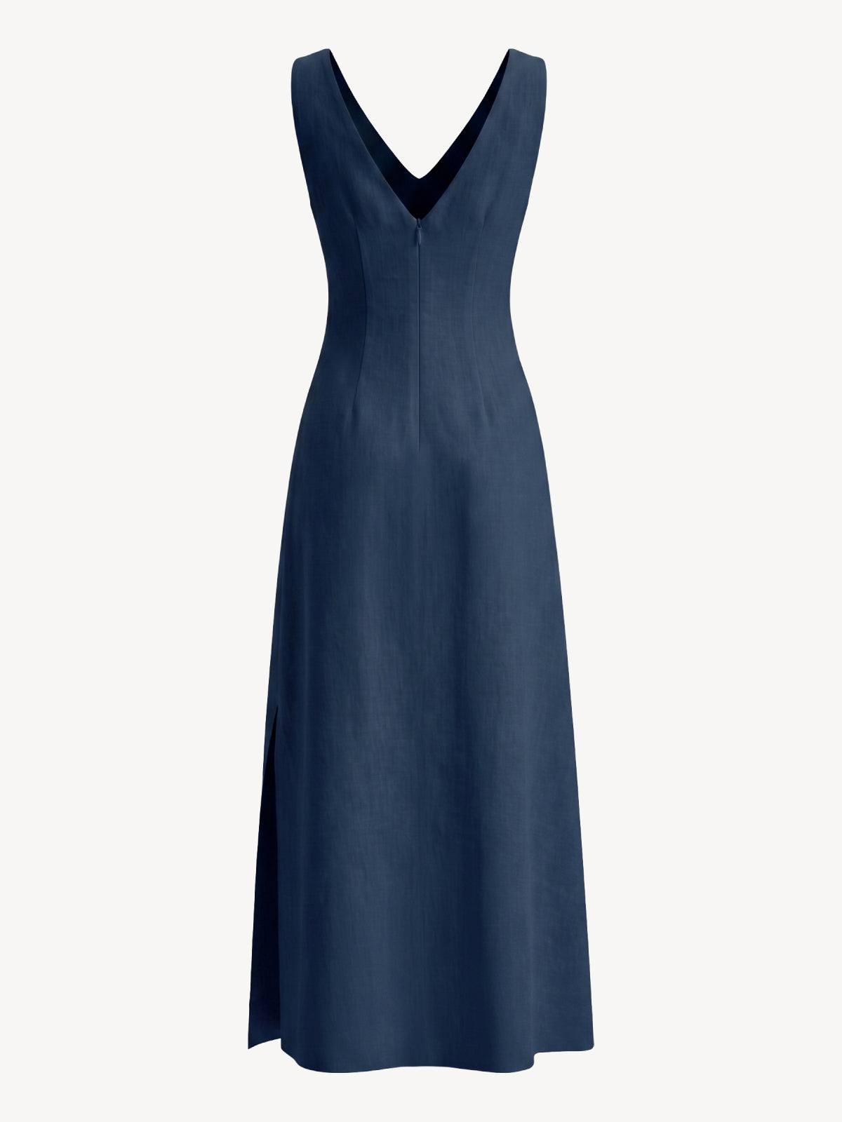 Back view of Sofi blue linen dress – 100% Capri