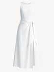 Abito Sofi White 100% Capri: A sleeveless white midi dress with a draped wrap-style waist and side slit.