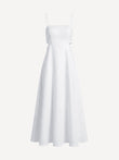 Marbella white linen dress, front view – 100% Capri