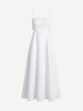 Marbella white linen dress, front view – 100% Capri