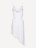 Back view of Palermo white linen dress with asymmetric hem – 100% Capri