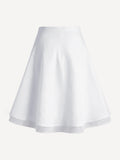 Back view of Capri® white linen skirt with flared silhouette – 100% Capri