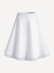Capri® white linen skirt with flared silhouette, front view – 100% Capri