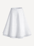 Capri® white linen skirt with flared silhouette, front view – 100% Capri